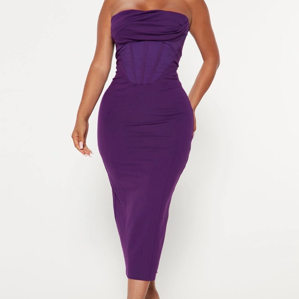 Cowl Neck Corset Midi Dress